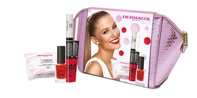 Set Dermacol, shkëlqyes për buzë 16H (Nr. 4), peceta të lagështa (20 copë) + llak për tonj 5 Days stay Nr. 19 (11 ml)