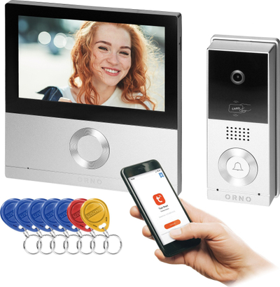 Interfon video WiFi me key fob, për derë dhe portë, i argjendtë