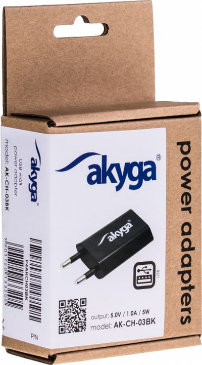 Karikues USB Akyga AK-CH-03BK, 5W, 5V 1A, i zi
