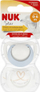 Biberon qetësues NUK Soothing, silikon, 0-6m, set 2 copë, blu e bardhë me yje