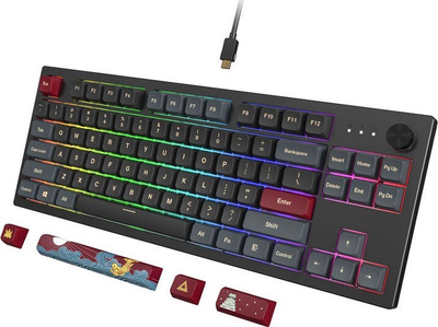 Tastierë mekanike Montech MKey TKL RGB Darkness, Gateron Red, gaming, e zezë