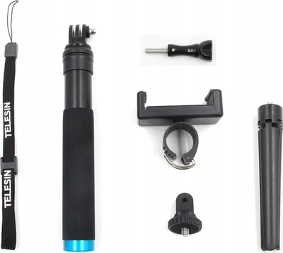 Selfie stick Telesin GP-MNP-090-D, tripod 2 në 1, 22-90cm, i zi