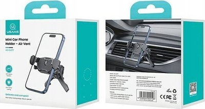 Mbajtëse telefoni për makinë Usams Rotating Holder ZJ77ZJ01, për grilë ajri, rrotulluese, e zezë