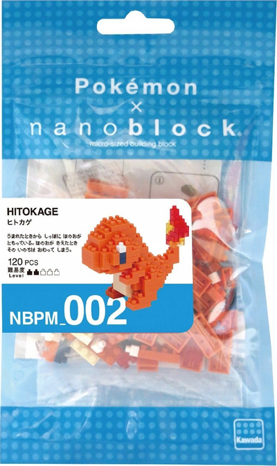 Set ndërtimi Nanoblock Pokemon Charmander, 120 copa, kuti me 6, portokalli