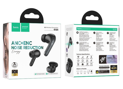 Безжични слушалки Hoco EQ5, Bluetooth 5.3, ANC ENC, бели