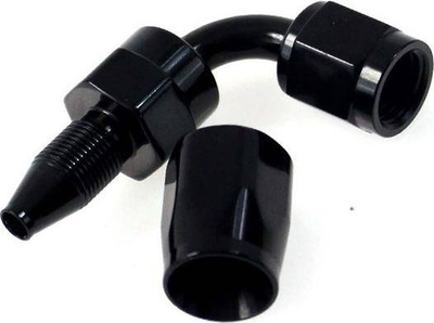 Fiting alumini TurboWorks Swivel 90°, AN10, për vaj, ujë edhe benzinë, i zi