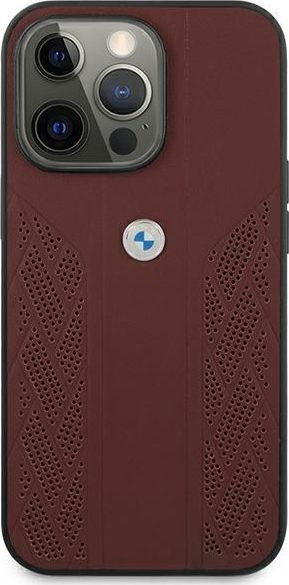 Maskë telefoni BMW BMHCP13XRSPPR, për iPhone 13 Pro Max 6.7", lëkurë ekologjike, e kuqe