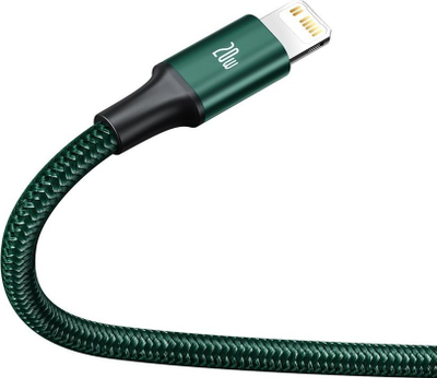 Kabllo karikimi Baseus 3 në 1, USB C Lightning microUSB, 1.5 m, 20W, e gjelbër