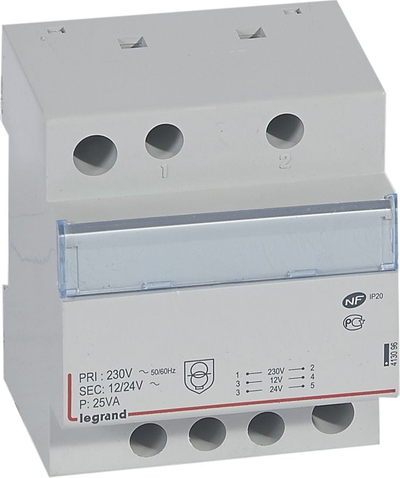 Transformator sigurie modular Legrand TR325, 25VA, 230V në 24V