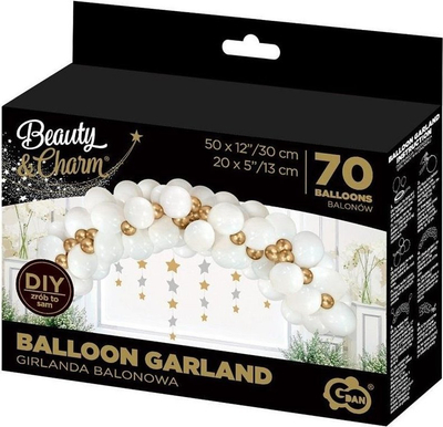 Garlandë tullumbacesh GoDan Beauty and Charm, set 70 copë, e bardhë edhe e artë