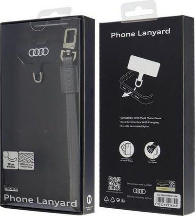 Lanyard universal për telefon Audi AU-HSLSL-GT, lëkurë eco, 28cm 10mm, gri