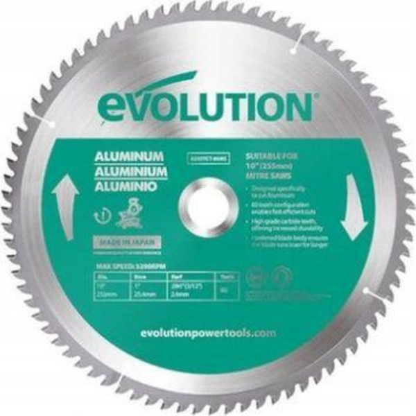 Teh sharre për prerjen e aluminit Evolution TCT, 255 mm / 80 z
