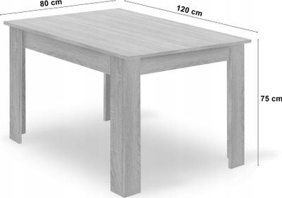 Set tavoline Halmar MARK, drejtkëndëshe 120x80 cm, 4 karrige, sonoma oak me të zezë