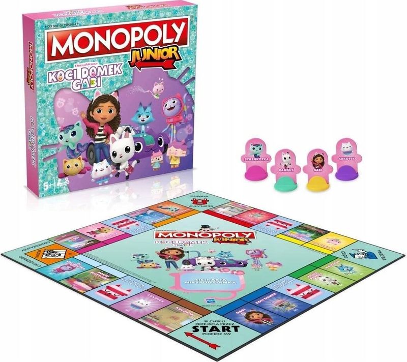 Lojë tavoline Monopoly Junior Gabby’s Dollhouse, për fëmijë 5+, shumëngjyrëshe