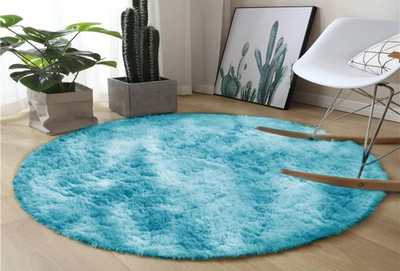 Tapet i rrumbullakët Strado Round Rug Ombre, 100x100 cm, shaggy 3.5 cm, blu e çelët