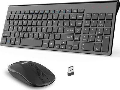Set tastierë dhe maus wireless, optik 1600 DPI, 2.4GHz, i zi