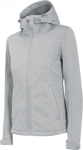 Jaka softshell për femra 4F W H4Z22 SFD350, NeoDry, me kapuç, gri e çelët