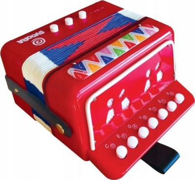 Akordian lodër Svoora Accordion 10299, 14 tonalitete, për kalamaj 5+, i kuq