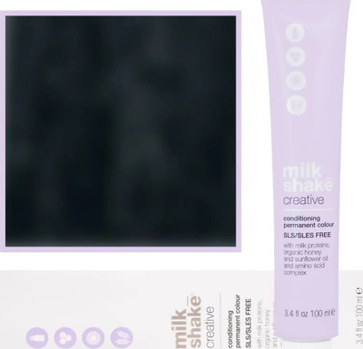 Bojë flokësh Milk Shake Creative Permanent Color 1 Black, profesionale, 100ml, ngjyrë e zezë