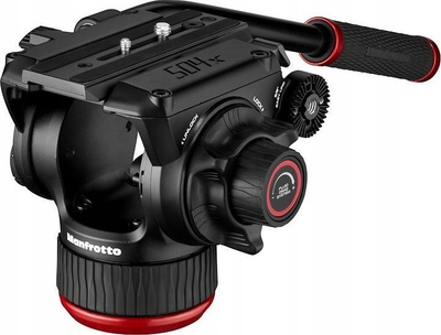 Kokë video Manfrotto 504X Fluid, bazë e sheshtë, për punë profesionale, e zezë