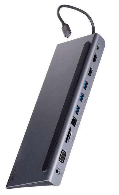 Qendër USB-C UNITEK D1022B, 4K@30Hz, 100W, e hirtë