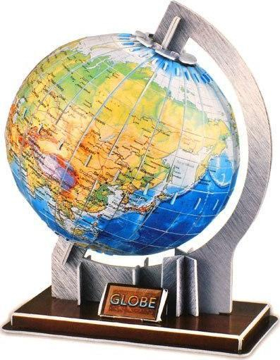 Puzzle glob 3D Globe ZA0936, 49 elemente, edukativ, shumëngjyrësh