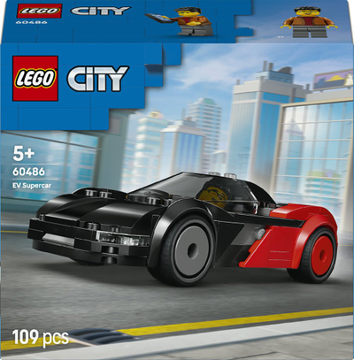 Lodër ndërtimi LEGO City 60486 Electric Supercar, supermakinë sportive, për kalamaj