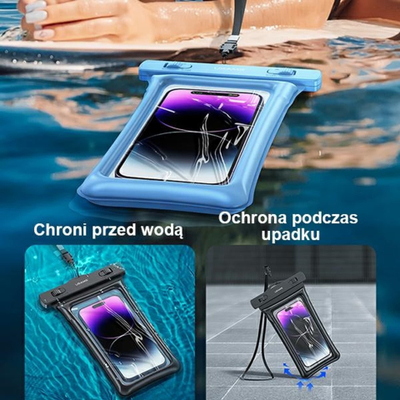 Qese ujërezistente për telefon USAMS, deri 7", IPX8, e zezë