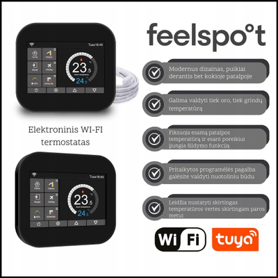 Termostat WiFi Deltaco WTH07.36, ekran 3.5", me programim, i zi