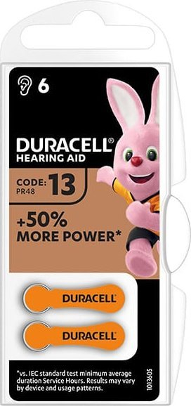 Bateri për aparat dëgjimi Duracell DA13, zink‑ajër, portokalli