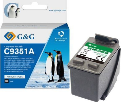 Patronë boje G&G NH-R9351BK, kompatibil me HP 21 C9351A, 16ml, e zezë