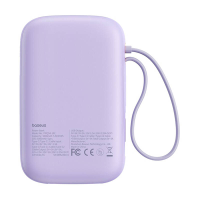 Powerbank Baseus QPow 2, 10000mAh, 30W, me kabllo USB C, vjollcë