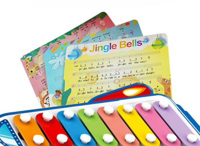 Ksilofon për fëmijë BOUNN, 8 tuba metalikë, edukativ, shumëngjyrësh