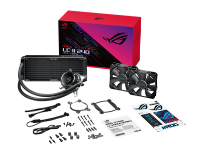 Ftohës uji për CPU Asus ROG Strix LC II 240, radiator 240 mm, RGB, i zi