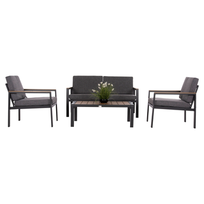 Set salloni kopshti SAFIN HM6278.03, 4 pjesë, alumin me jastëkë olefin, gri e errët