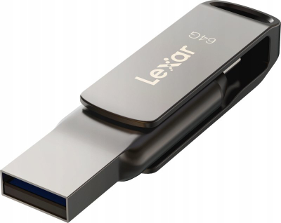 USB Lexar JumpDrive D400 OTG, 256GB, USB 3.1 Type C edhe Type A, gri metal