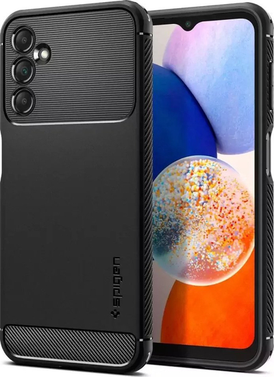Kapak telefoni Spigen Rugged Armor për Samsung Galaxy A14 5G, TPU, mat, i zi