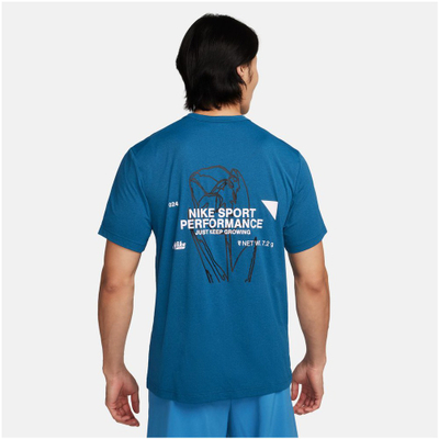 Bluzë sportive Nike Dri Fit UV Hyverse SS GX për meshkuj, mëngë të shkurtra, material Dri Fit, blu