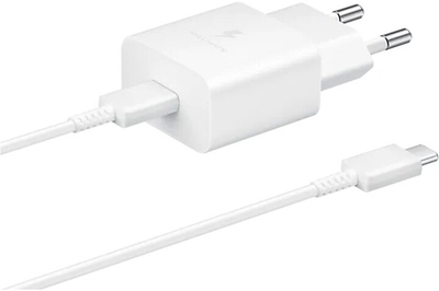 Karikues Samsung USB-C, 15W, i bardhë + kabllo USB-C, 1m