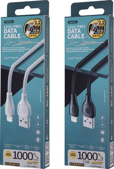 Kabllo për iPhone Remax Lesu Pro RC 160i, USB Lightning, 1m, e zezë