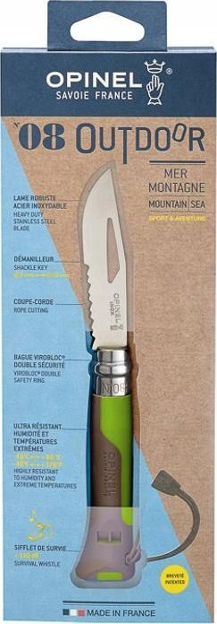 Thikë palos Opinel No.08 Outdoor, çelik inox Sandvik, dorezë poliamid, portokalli