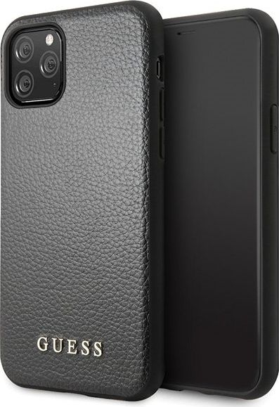 Kapak telefoni Guess GUHCN58IGLBK, për iPhone 11, me teksturë lëkure, i zi
