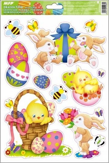 Folje dekorative dritareje MFP Easter, motive Pashke, 20 x 30 cm, shumëngjyrëshe