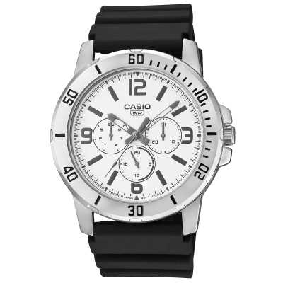 Orë dore Casio MTP-VD300-7B, kronograf, për meshkuj, e zezë