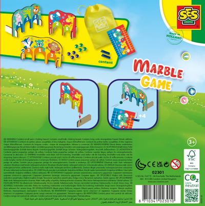 Lojë me guraleca SES Creative Marble Game, harkëza druri, me qese për ta çuar me vete, shumengjyrëshe