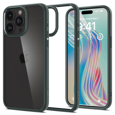 Mbrojtëse për celular iPhone 15 Pro Max Spigen Ultra Hybrid, transparente/e gjelbër