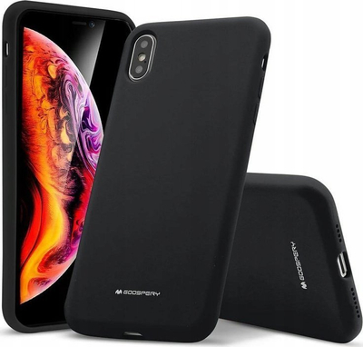 Kapak silikoni Mercury Goospery për iPhone 11 Pro, mikrofiber mrena, i zi
