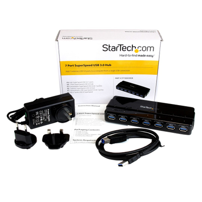Hub USB StarTech ST7300USB3B, 7 porta, USB 3.0, i zi