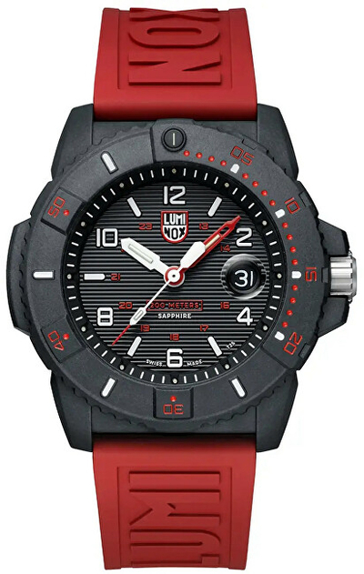 Orë për meshkuj Luminox Navy Seal, e zezë/kuqe
