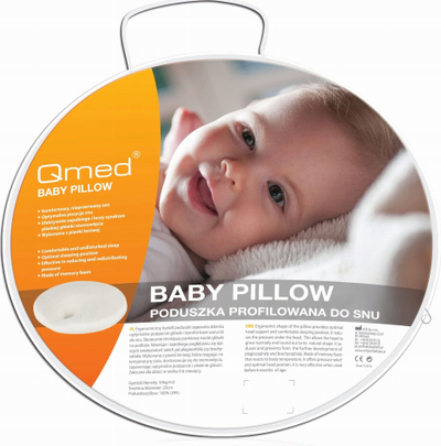 Jastëk për bebe QMED Baby Pillow, anatomik, memori shkumë, i bardhë